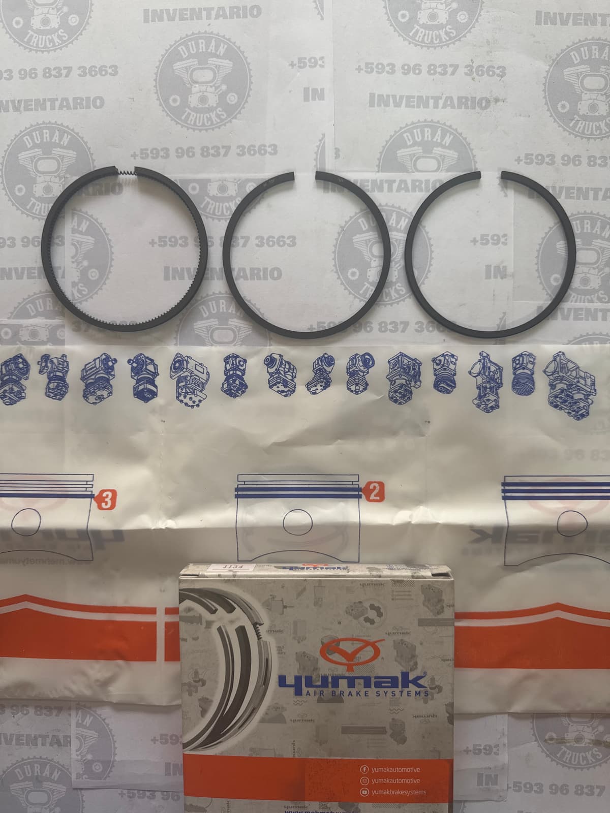 RINES DE COMPRESOR STD CUMMINS 1 PISTON JAC DONG FEN FORD STERLIC MERCEDES 75mm COMPRESOR 5254448 / 110500007 / 